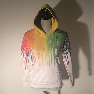 Funnycokid Hoodie 3D Print Colorful Ink with Kangaroo Pocket, Size:  XXL